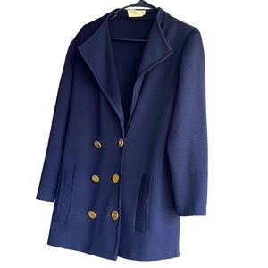 Navy Blue Double-Breasted Women's Coat
